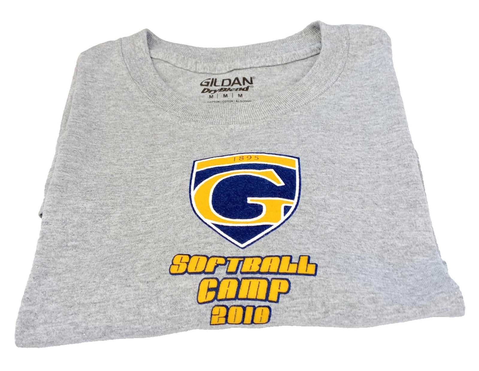 Softball Camp Graphic Print T-Shirt Men's UK Size M Grey Crew Neck Cotton Mix
