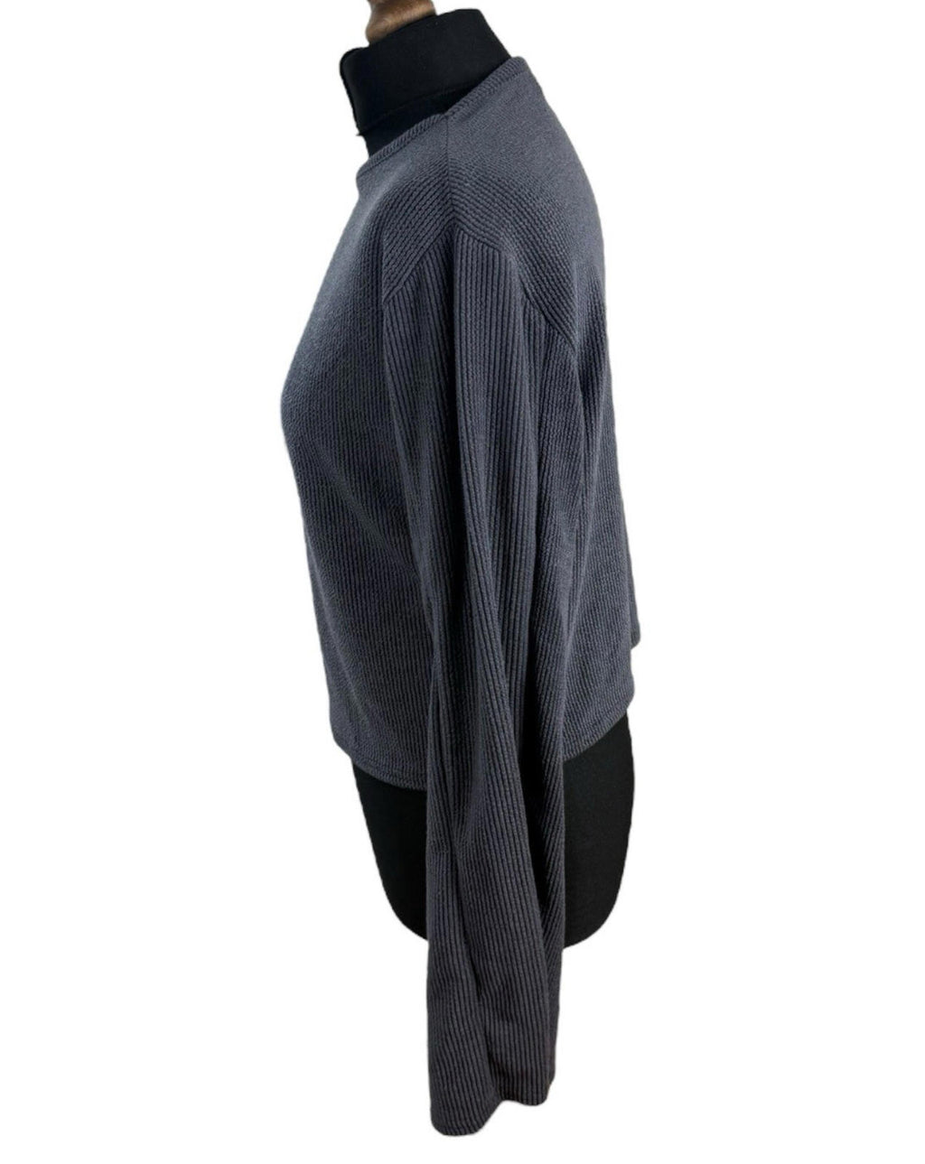 Pretty Little Thing Grey Ribbed Crop top Long Sleeve Women’s UK Size 16