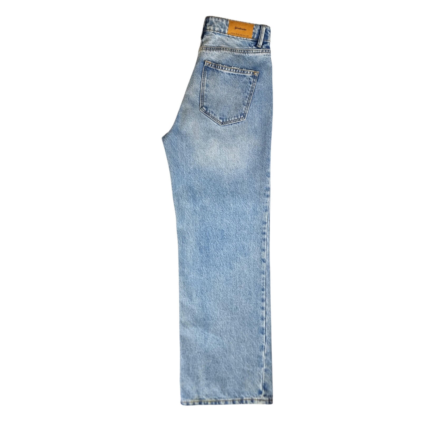 Stradivarius Jeans Women's UK Size 8 Straight Fit High Waisted Light Blue Denim