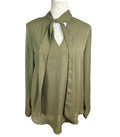 Yidarton Khaki Green Blouse Tie Neck Chiffon Women’s UK Size L (14)