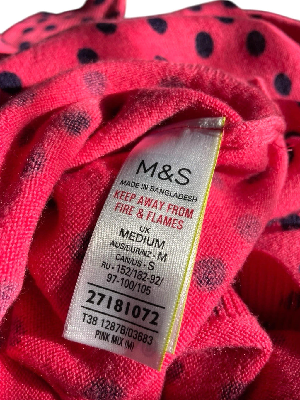 M&S Collection Pink Jumper Polka Dot Soft Touch Women’s UK Size M