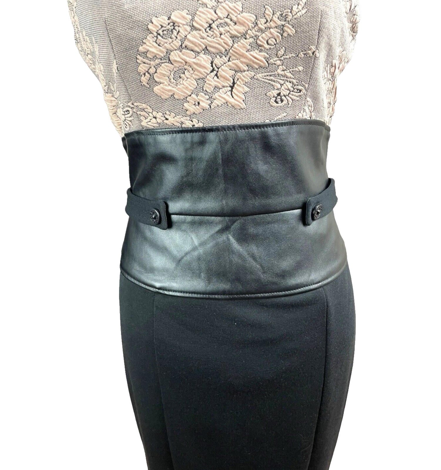Amy Childs Midi Dress Women's UK Size 12 Rose Lace Detail Formal Sleeveless Zip