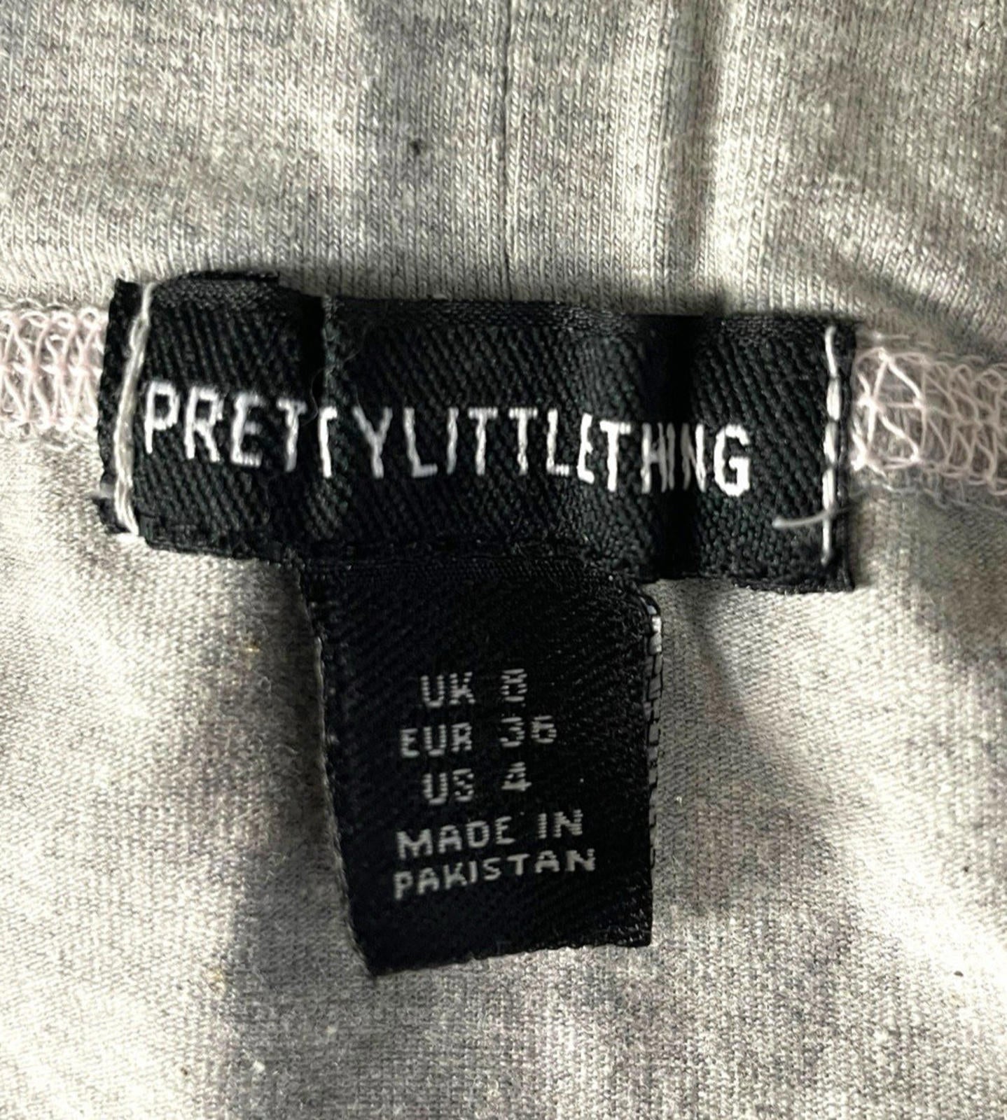 Pretty Little Thing Grey Mini Skirt Drawstring Waist Women’s UK Size 8