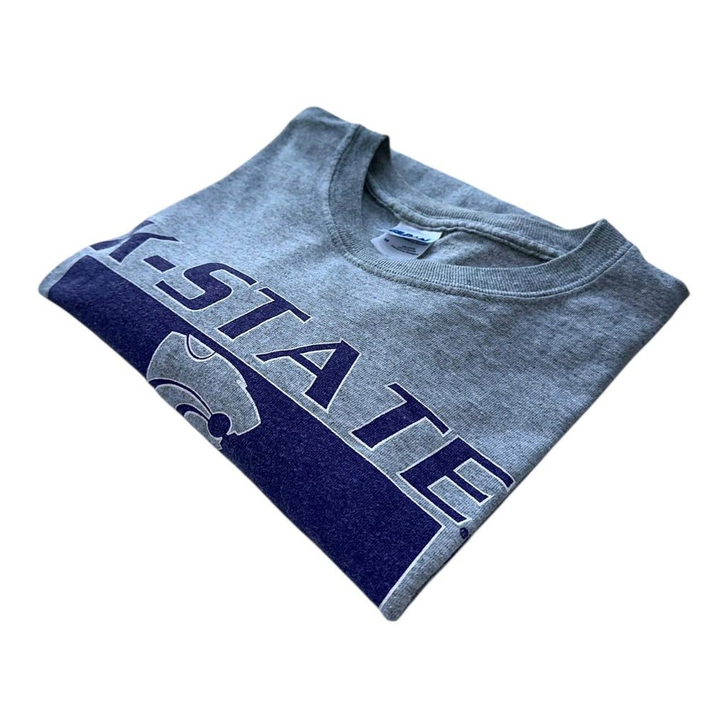 K-State T-Shirt Men's UK Size M Grey Graphic Print Football Short Sleeve