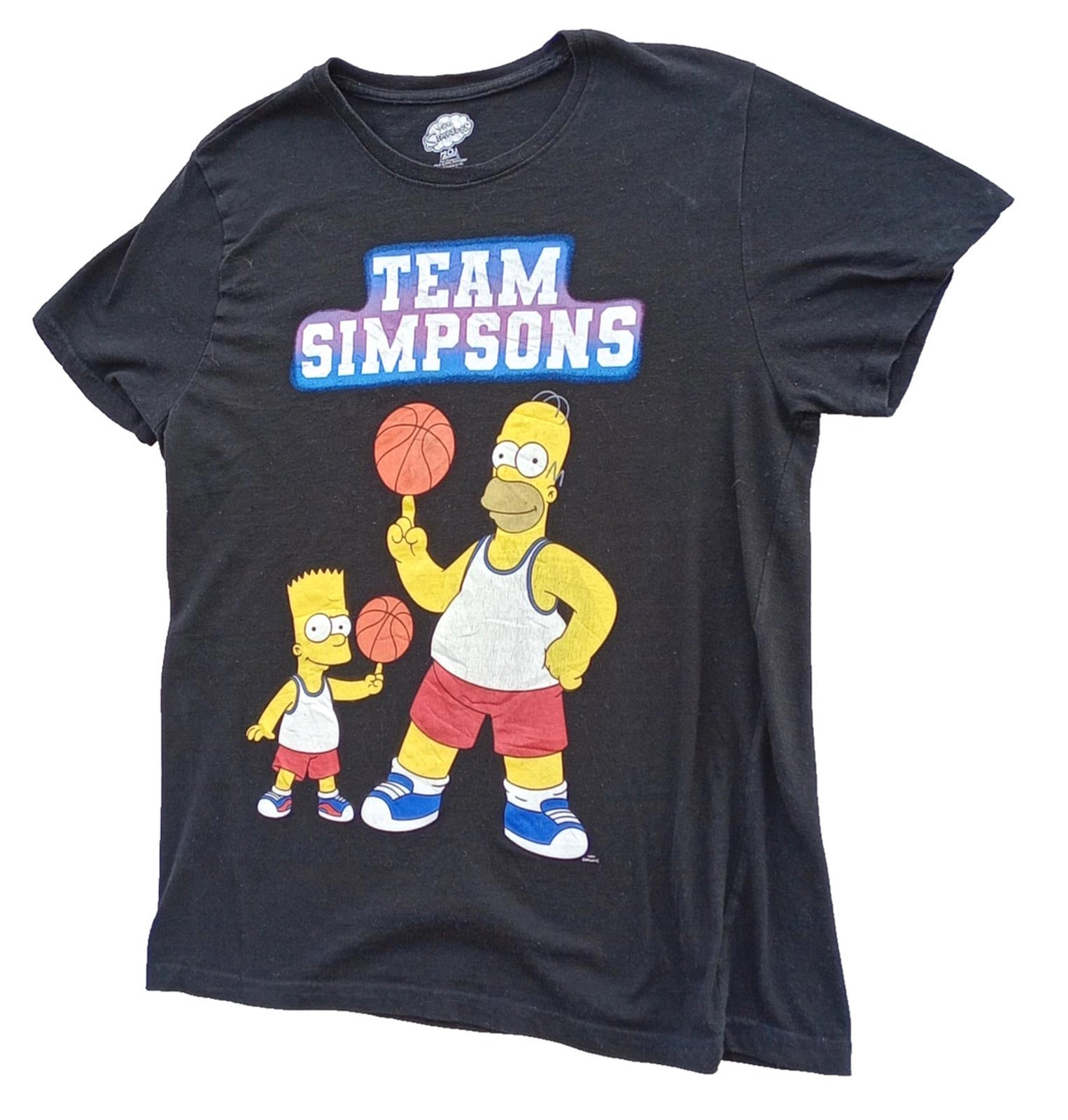 Team Simpsons Graphic Print T-Shirt Men's UK Size L Black Crew Neck Basketball