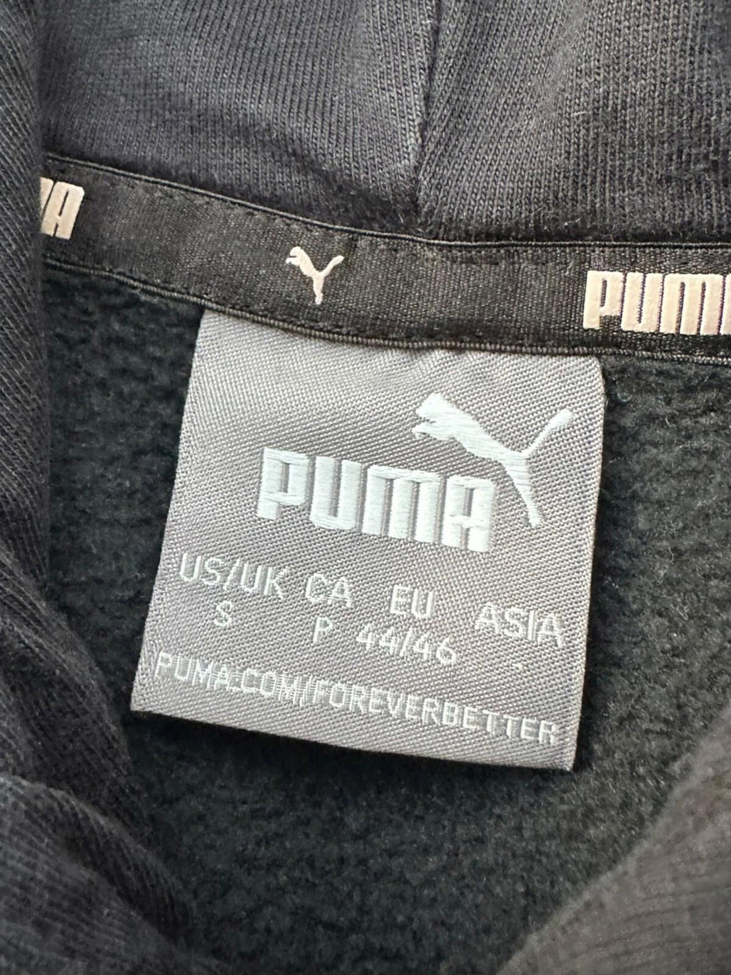 Puma Hoodie Men's UK Size S Black Jersey Graphic Print Drawstring