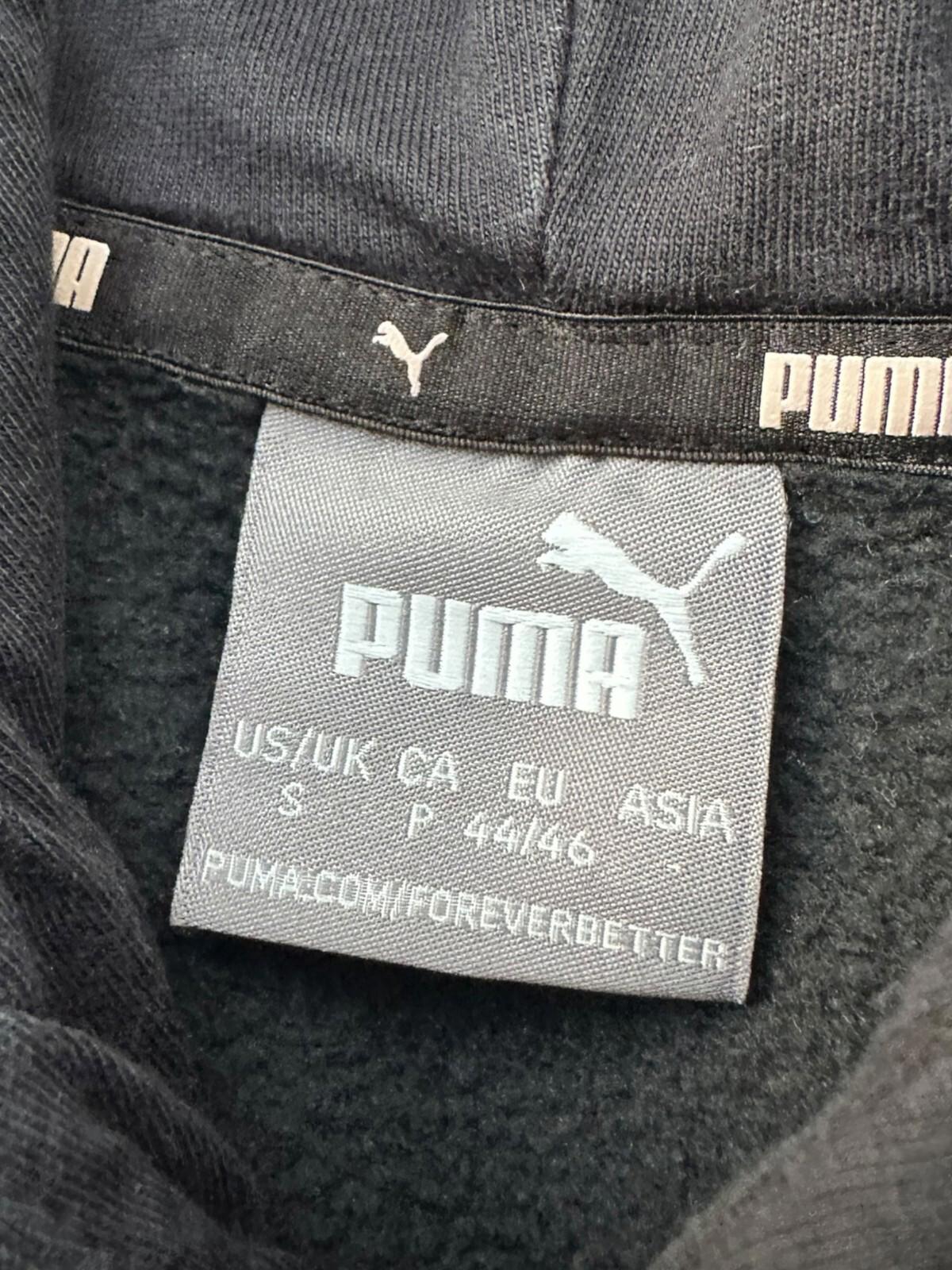 Puma Hoodie Men's UK Size S Black Jersey Graphic Print Drawstring