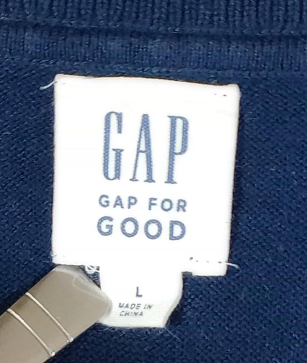 Gap Knit Jumper Men's UK Size L Blue Long Sleeve 100% Cotton V-Neck Sweater