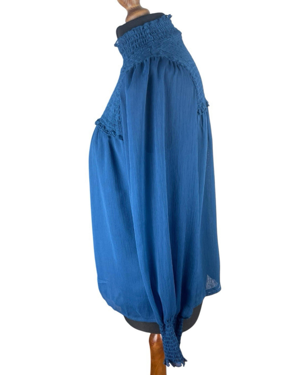 Laundry By Shelli Segal Blue High Neck Chiffon Top Women’s UK Size XS