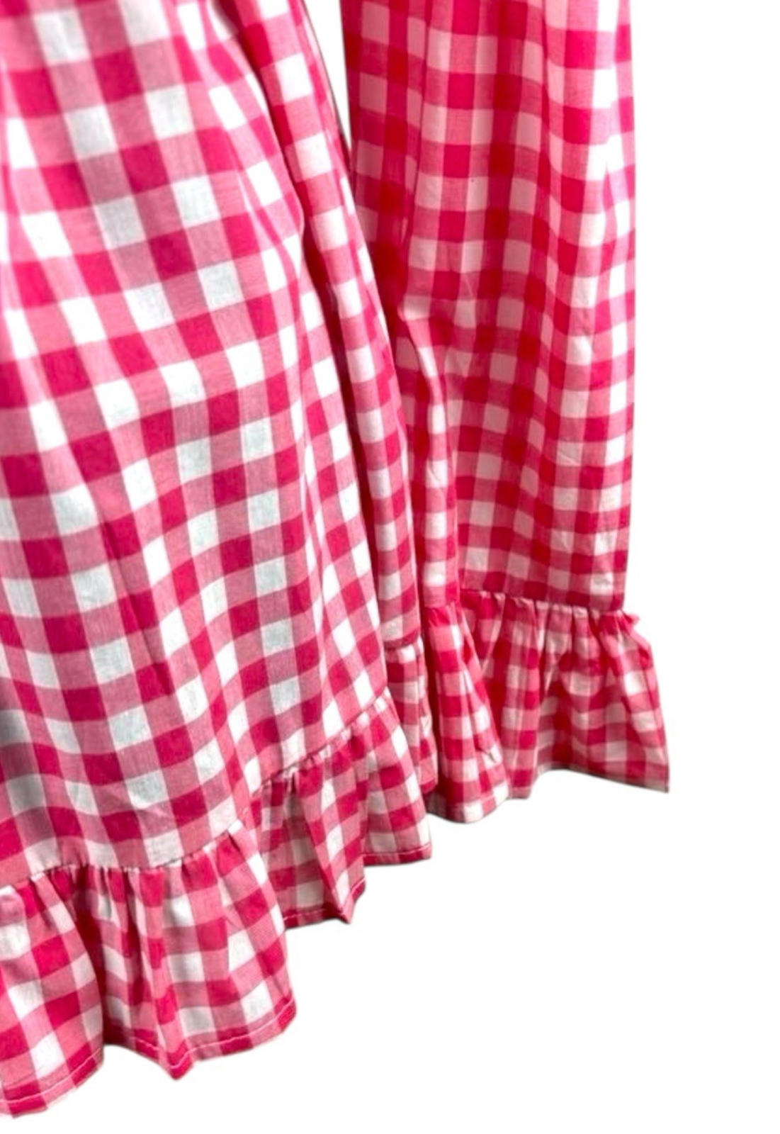 Gingham Tie Front Blouse Long Sleeve Grilled Hem Women’s UK Size S