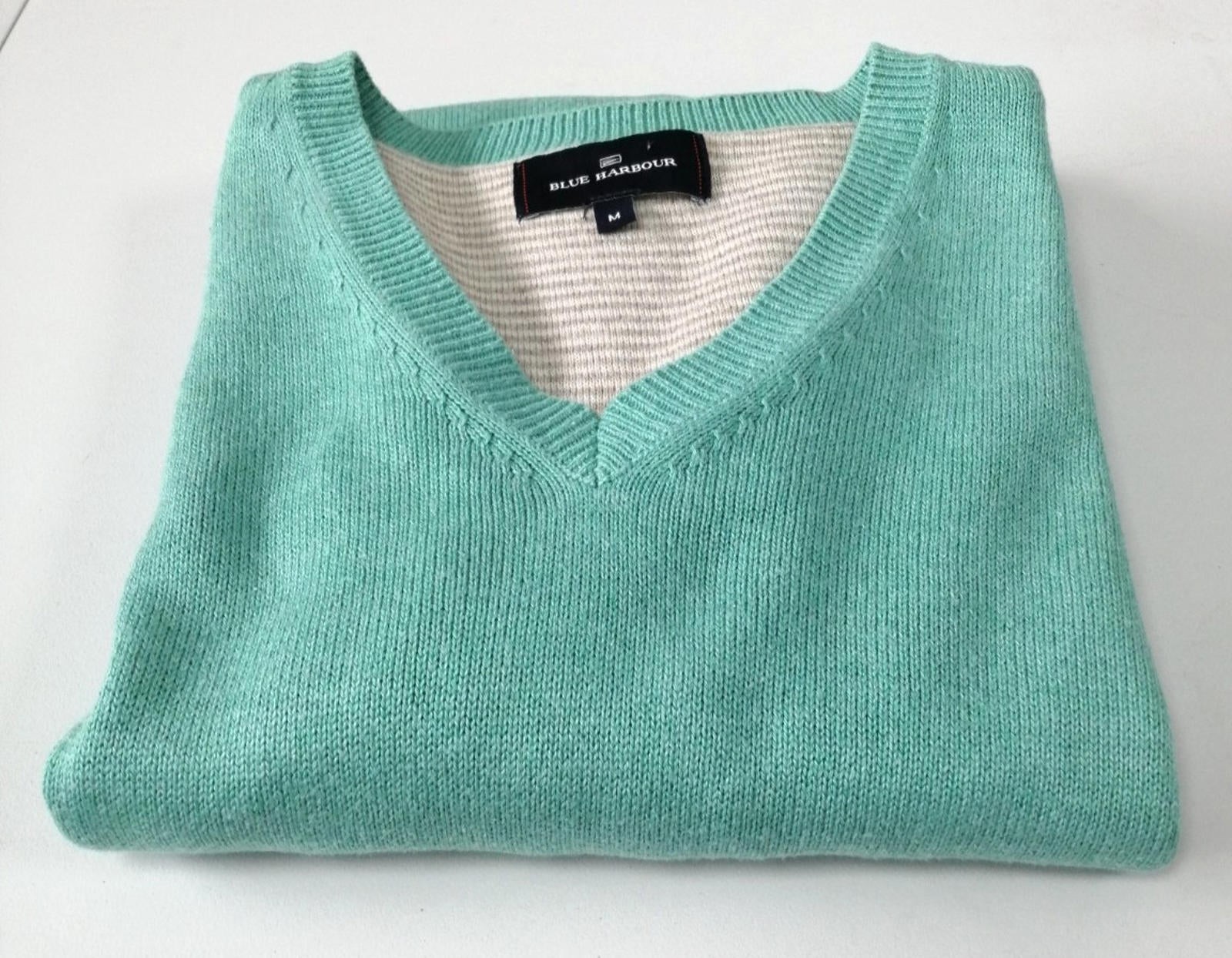 Blue Harbour Knit Jumper Men's Size M Teal Sweater Chest 38-40in 100% Cotton