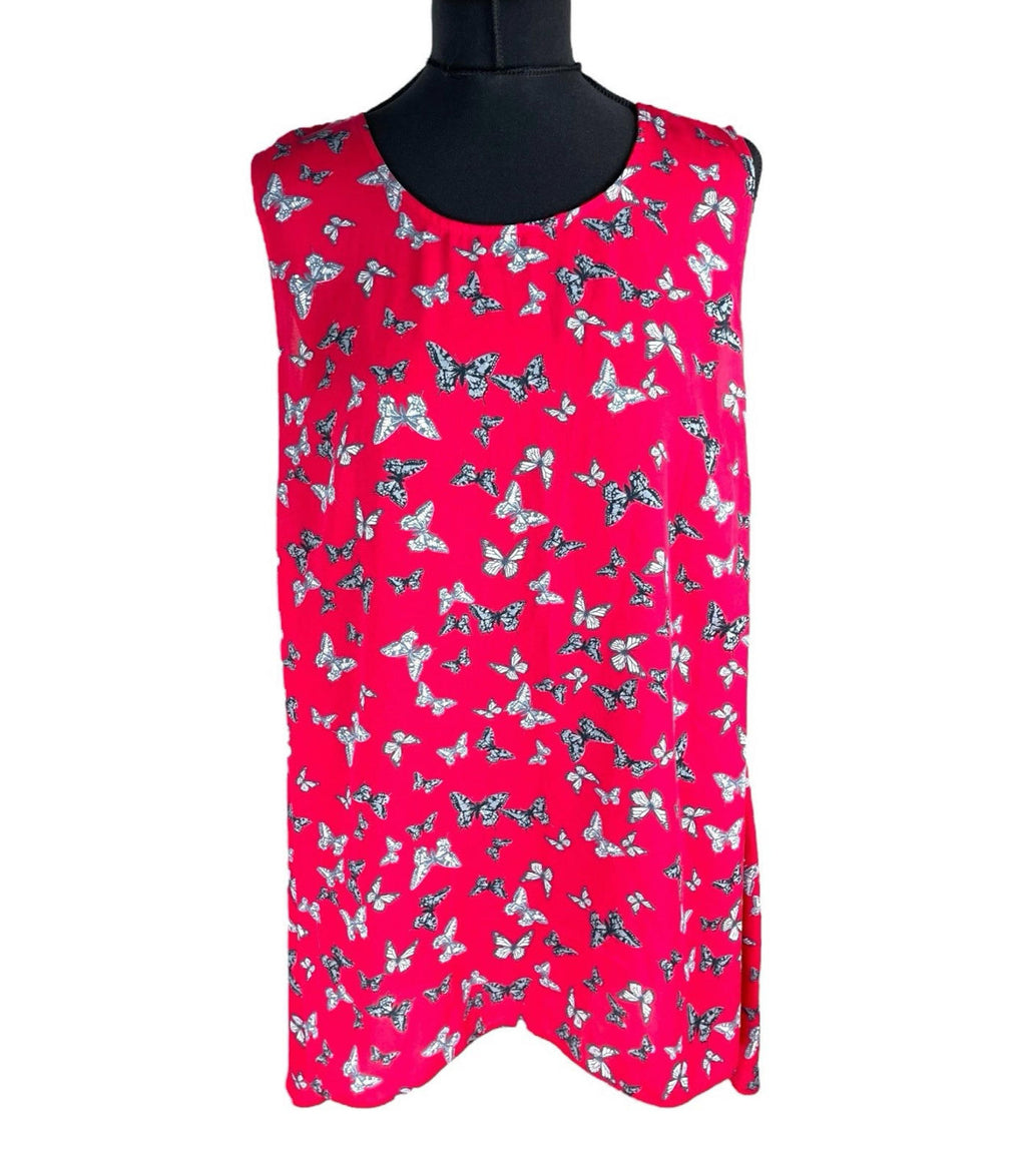 George Red Thin Vest Top Butterfly Print Women’s UK Size 16