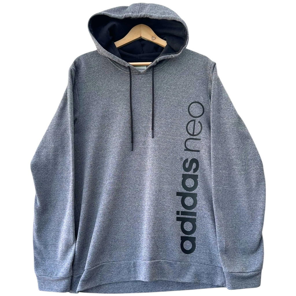 Adidas Neo Hoodie Men's UK Size XL Grey Graphic Print Light Casual Sports Jersey