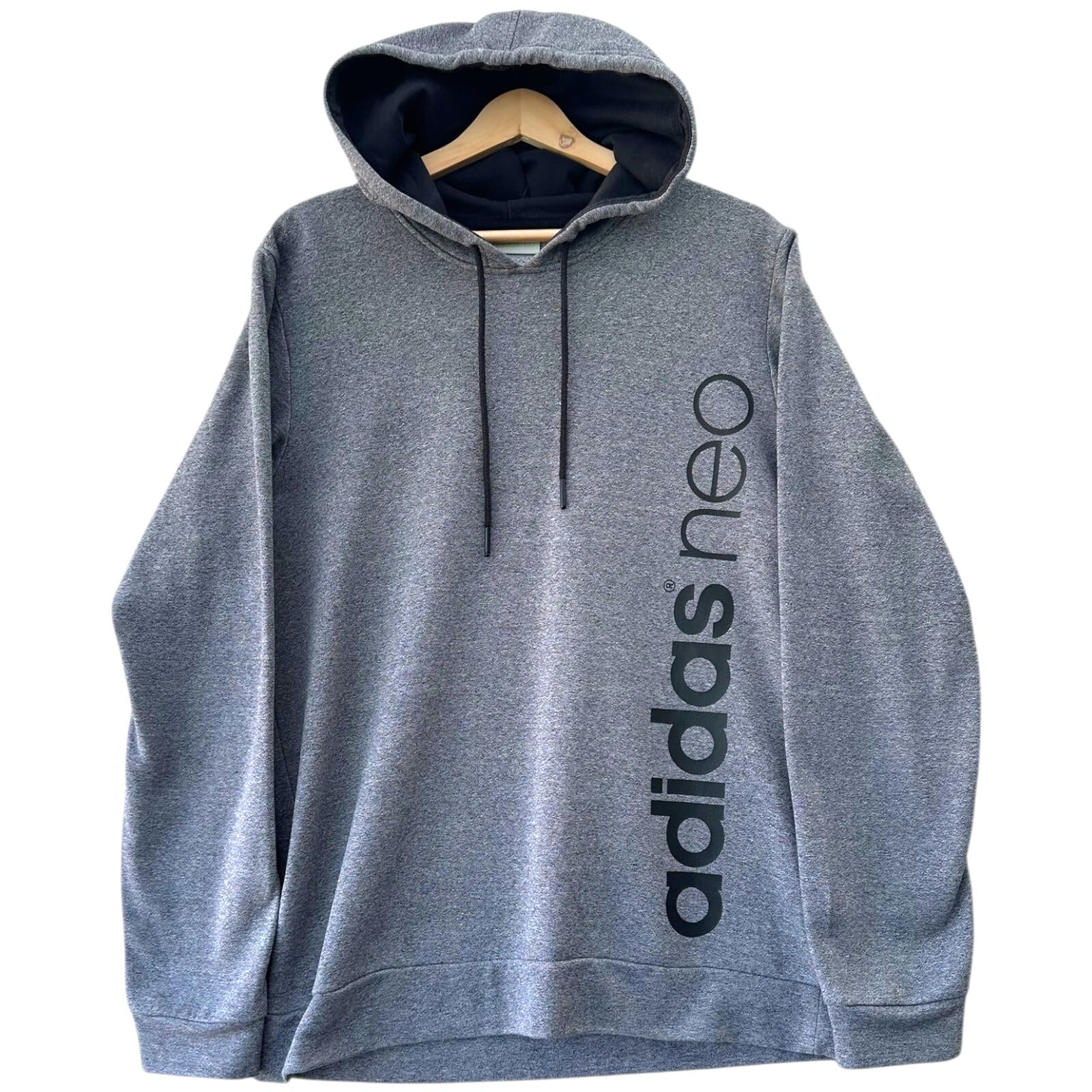 Adidas Neo Hoodie Men's UK Size XL Grey Graphic Print Light Casual Sports Jersey