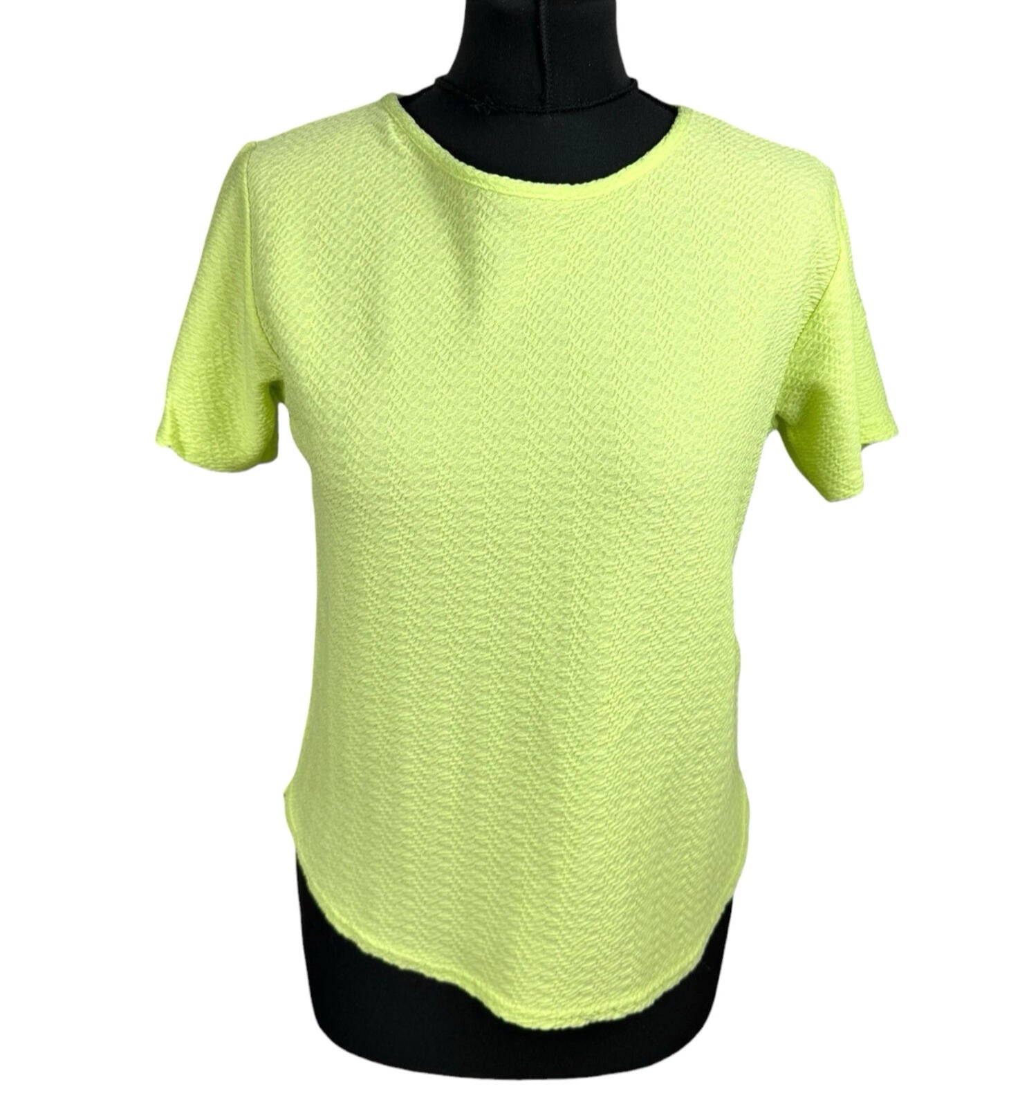 Peacocks T-Shirt Top Women’s UK Size 8 Neon Yellow Textured Lightweight