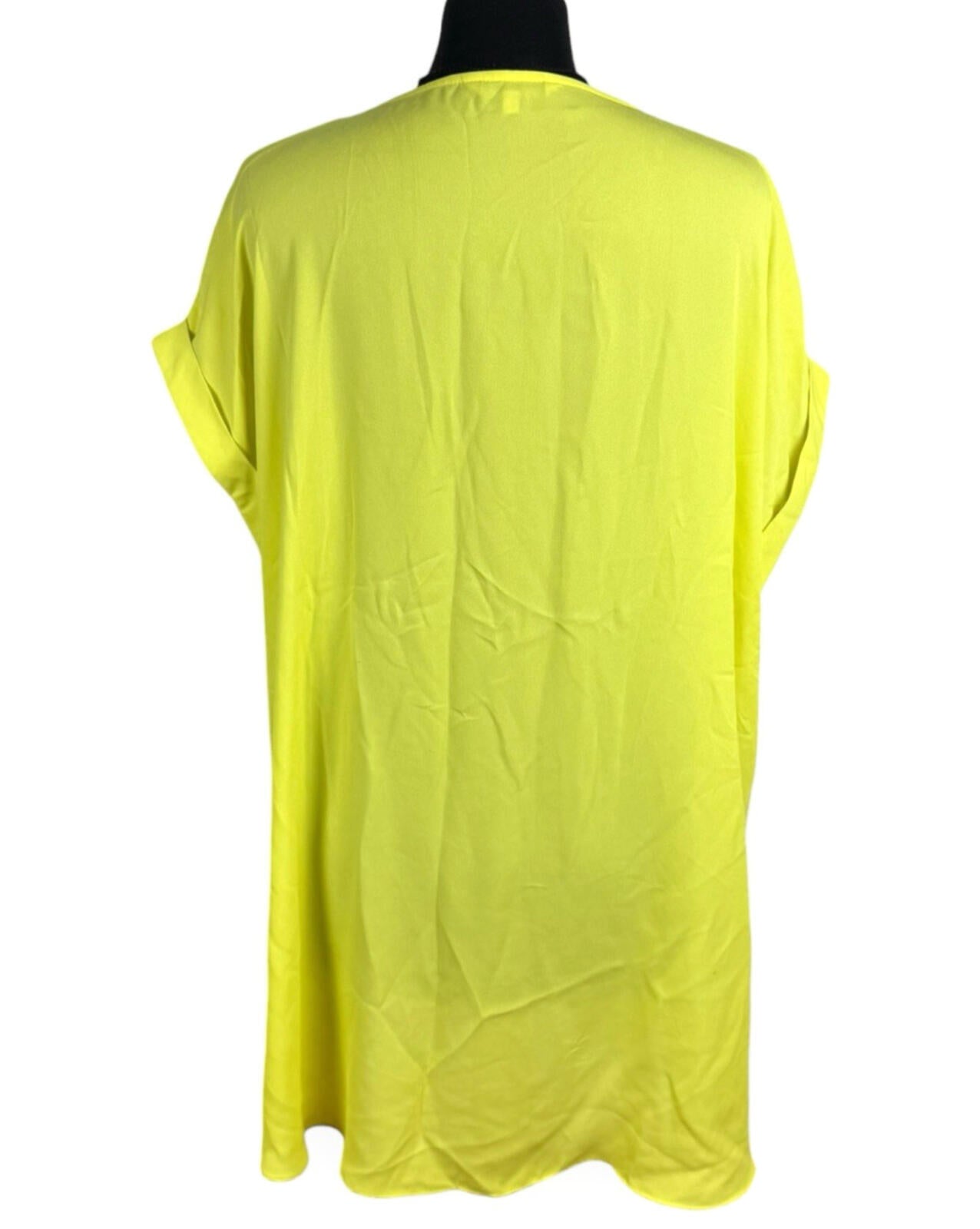 Peacocks T-Shirt Blouse Top Women's UK Size 22 Zip Rayon Front Pocket Yellow