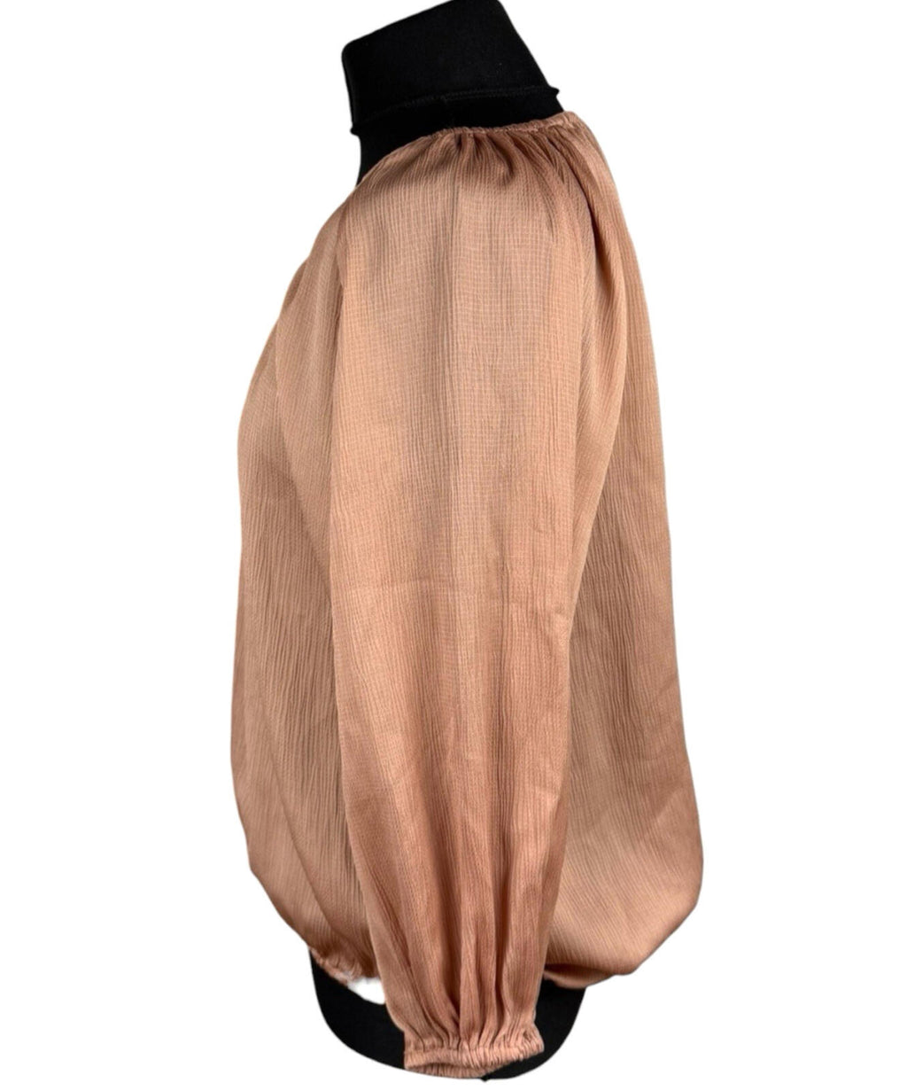Peacocks Satin Peplum Top Women's UK Size 14 3/4 Sleeve Rose Gold