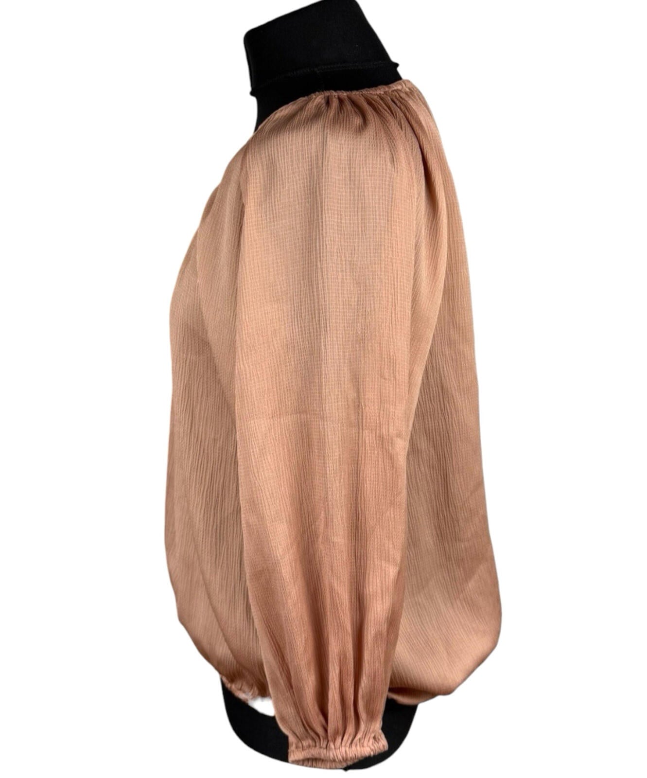 Peacocks Satin Peplum Top Women's UK Size 14 3/4 Sleeve Rose Gold