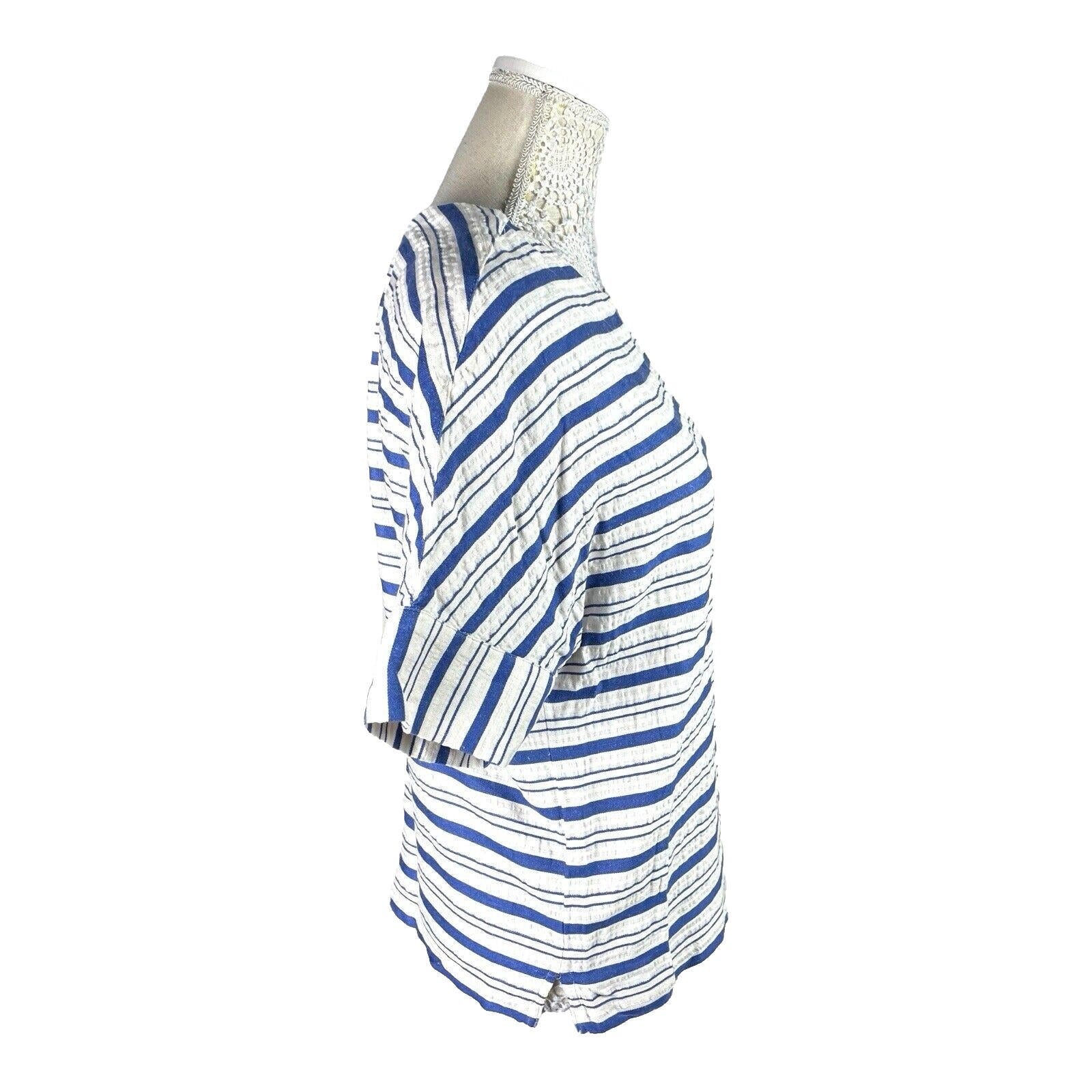 Marks & Spencer Stripe T-Shirt Top Women’s UK Size 10 Short Sleeve Linen Blend