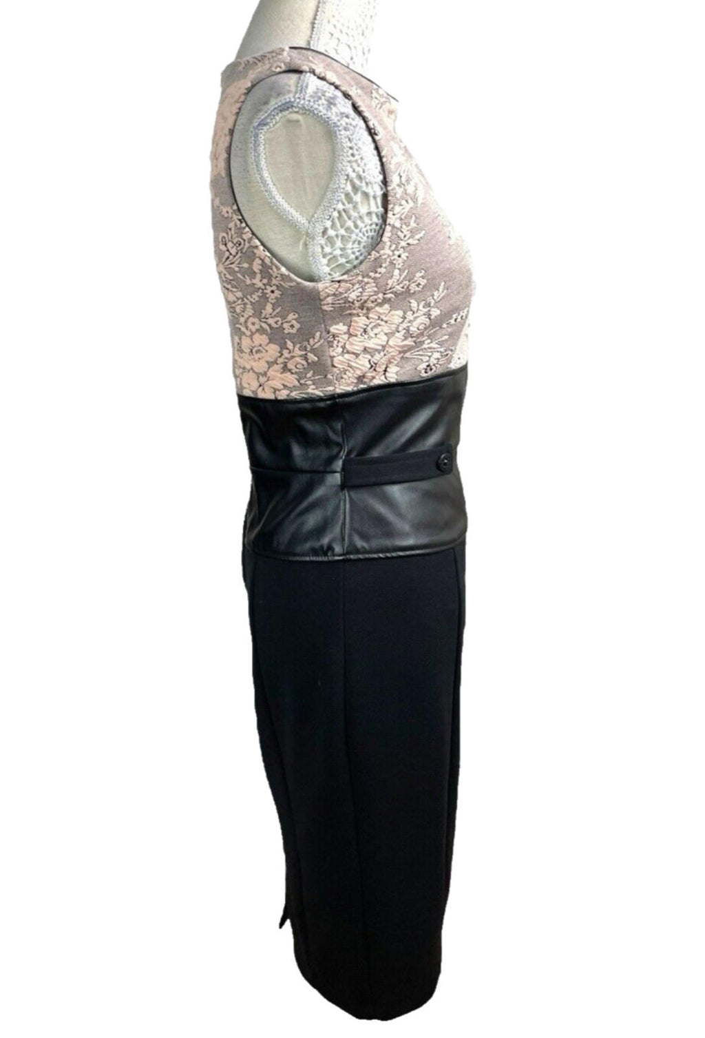 Amy Childs Midi Dress Women's UK Size 12 Rose Lace Detail Formal Sleeveless Zip