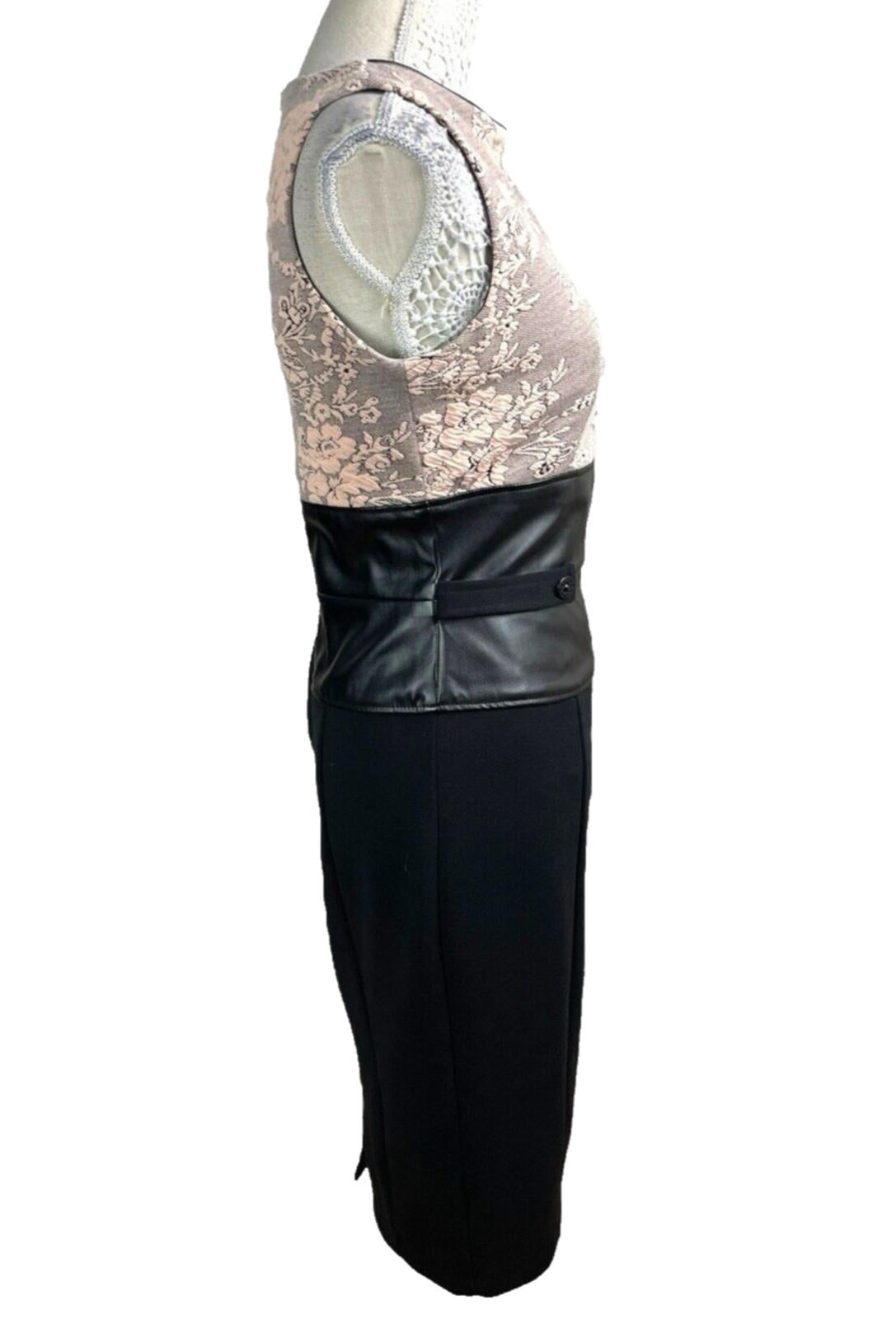Amy Childs Midi Dress Women's UK Size 12 Rose Lace Detail Formal Sleeveless Zip