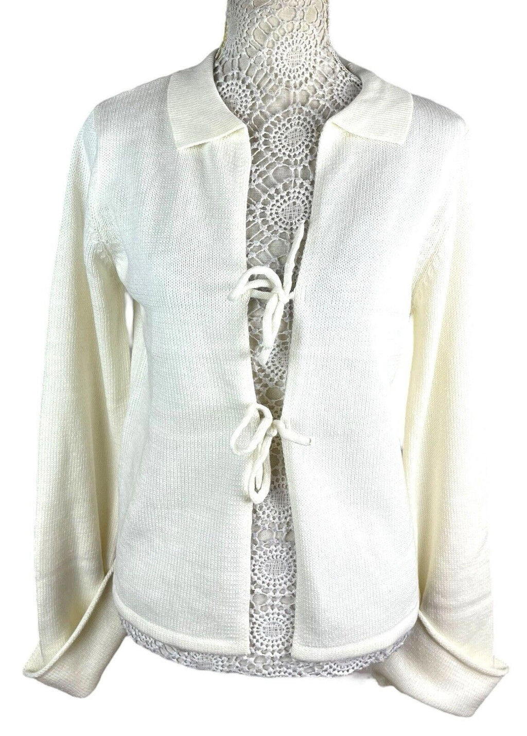 Cassiopea Cream Knitted Cardigan Tie Front Collared Women’s UK Size S