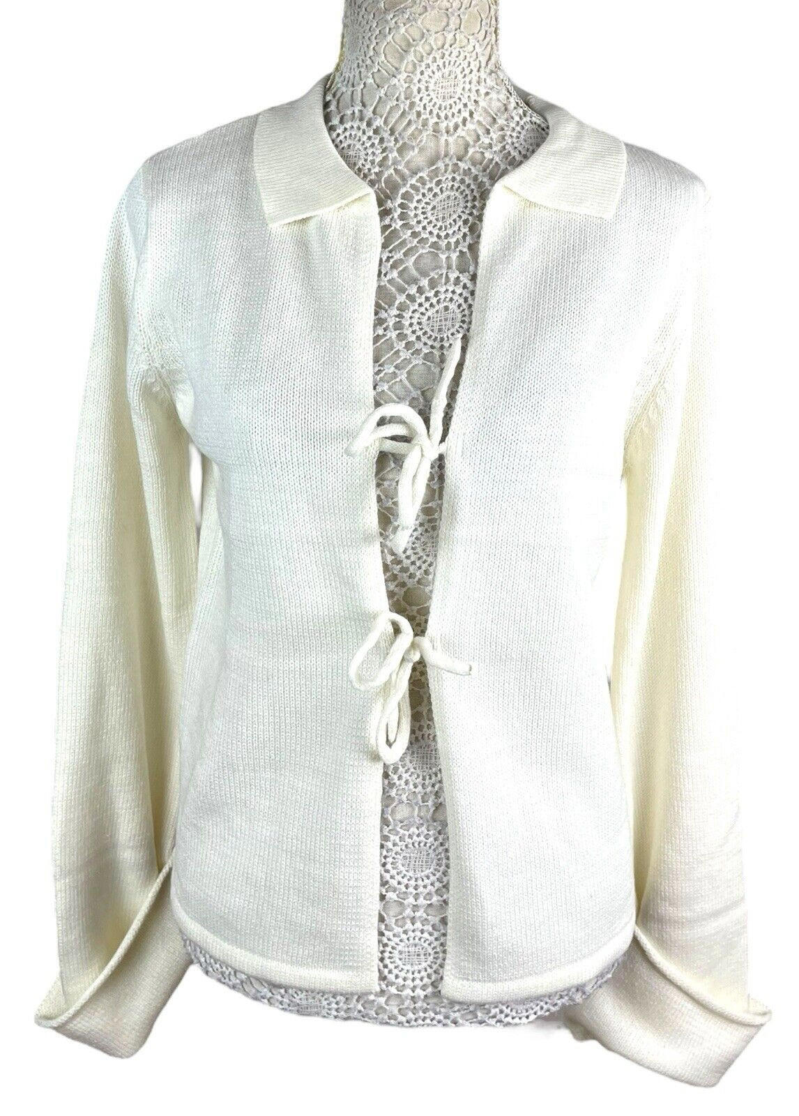 Cassiopea Cream Knitted Cardigan Tie Front Collared Women’s UK Size S