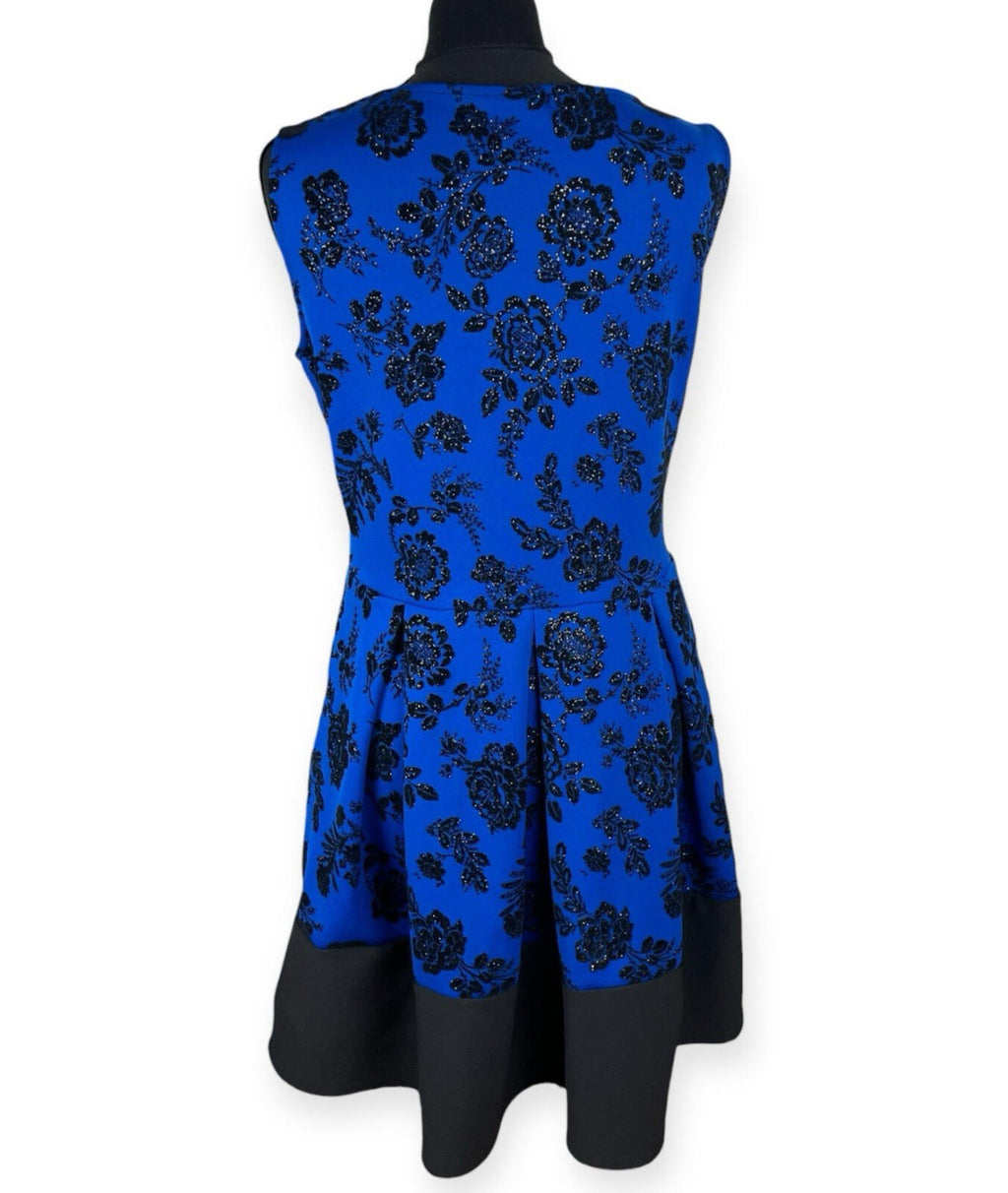 Quiz Aline Mini Dress Women’s UK Size 16 Sparkle Floral Blue Black