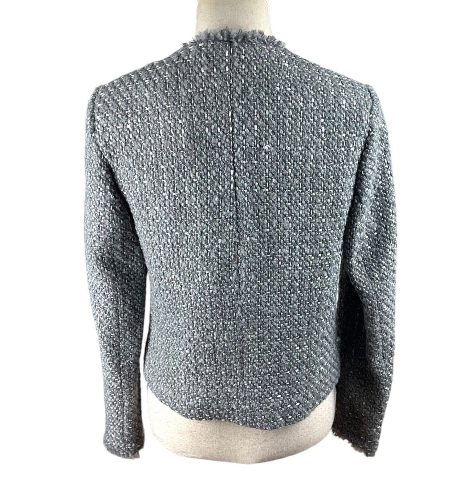 Marks & Spencer Tweed Blazer Coat Jacket Grey Mid Length Women’s UK Size 8