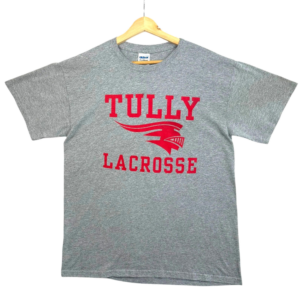 Tully Lacrosse T-Shirt Men's UK Size M Grey Graphic Print Short Sleeve Crew Neck
