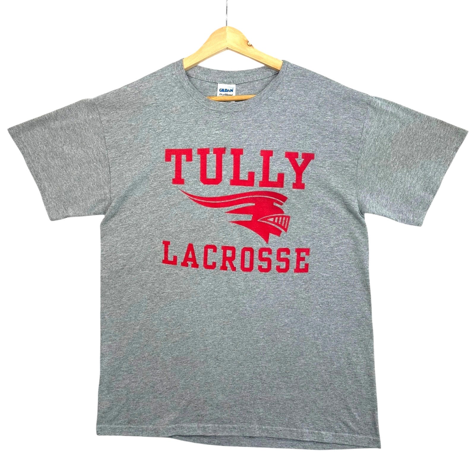 Tully Lacrosse T-Shirt Men's UK Size M Grey Graphic Print Short Sleeve Crew Neck