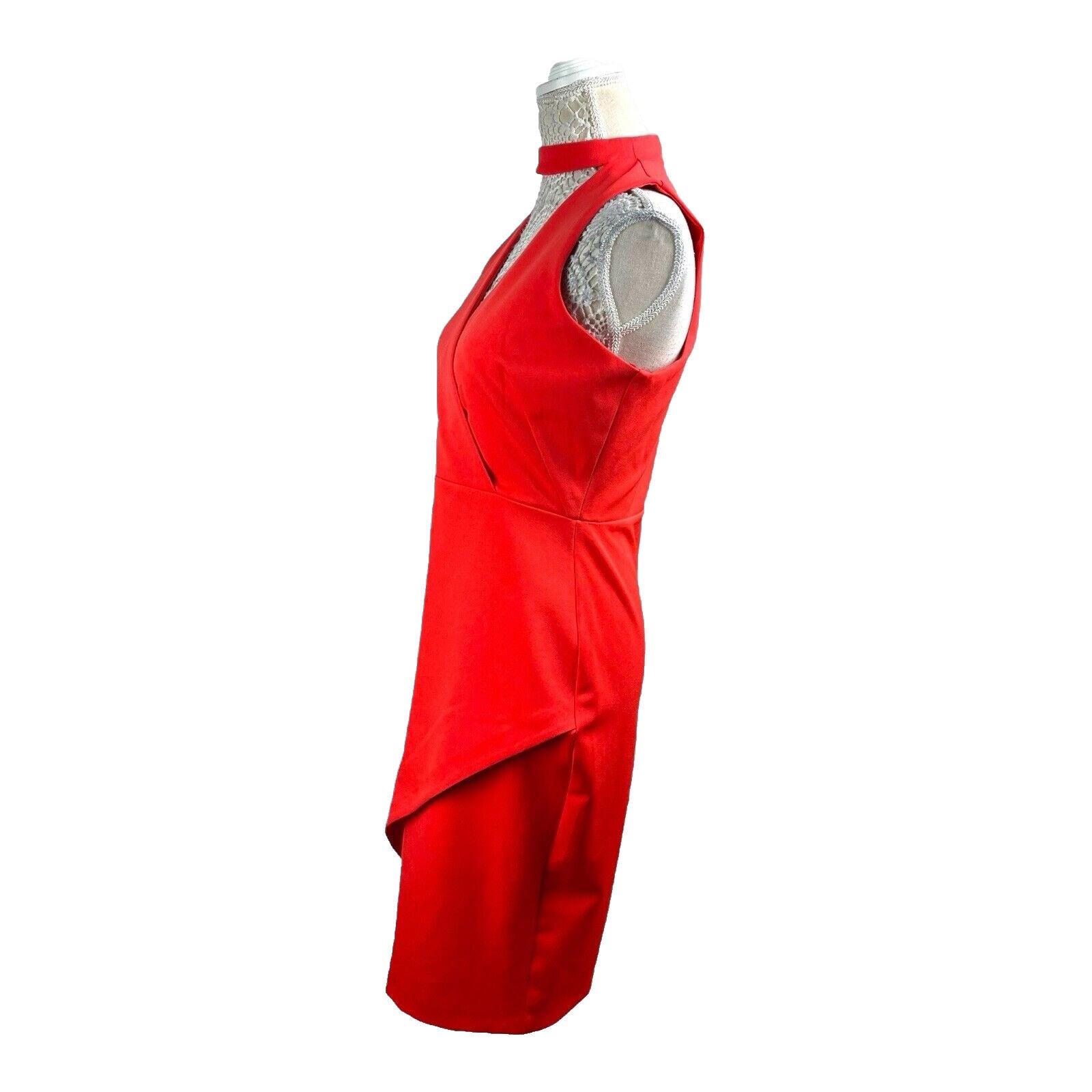 River Island Bright Red Midi Dress Collared Women’s UK Size 12