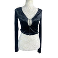 Pretty Little Thing Black Velour Crop Top Long Sleeves Women’s UK Size 8