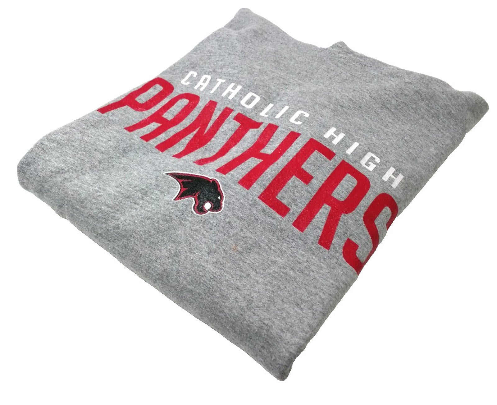 Catholic High Panthers Hoodie Youth Size Age 14- 15  Grey Jersey Hooded Pockets