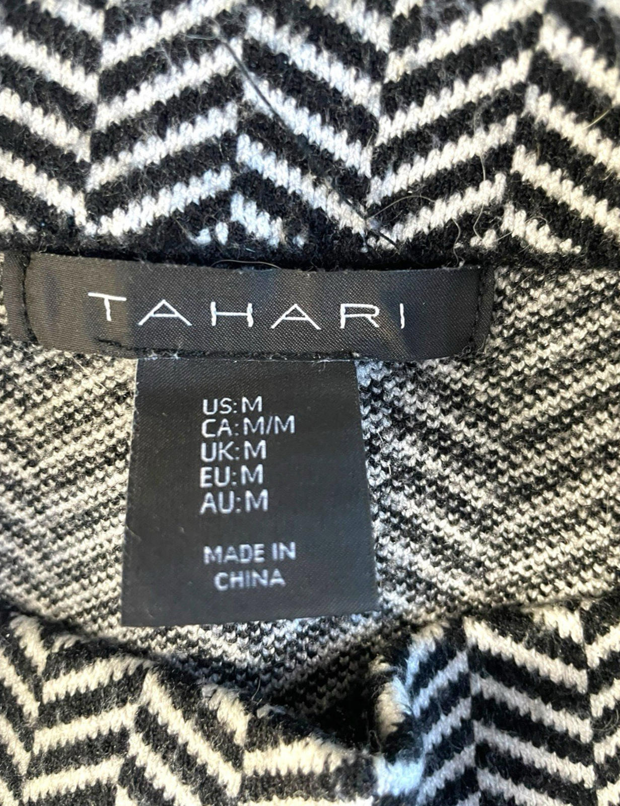 Tahari Black & White Jumper Open Neck Mid Length Women’s UK Size M