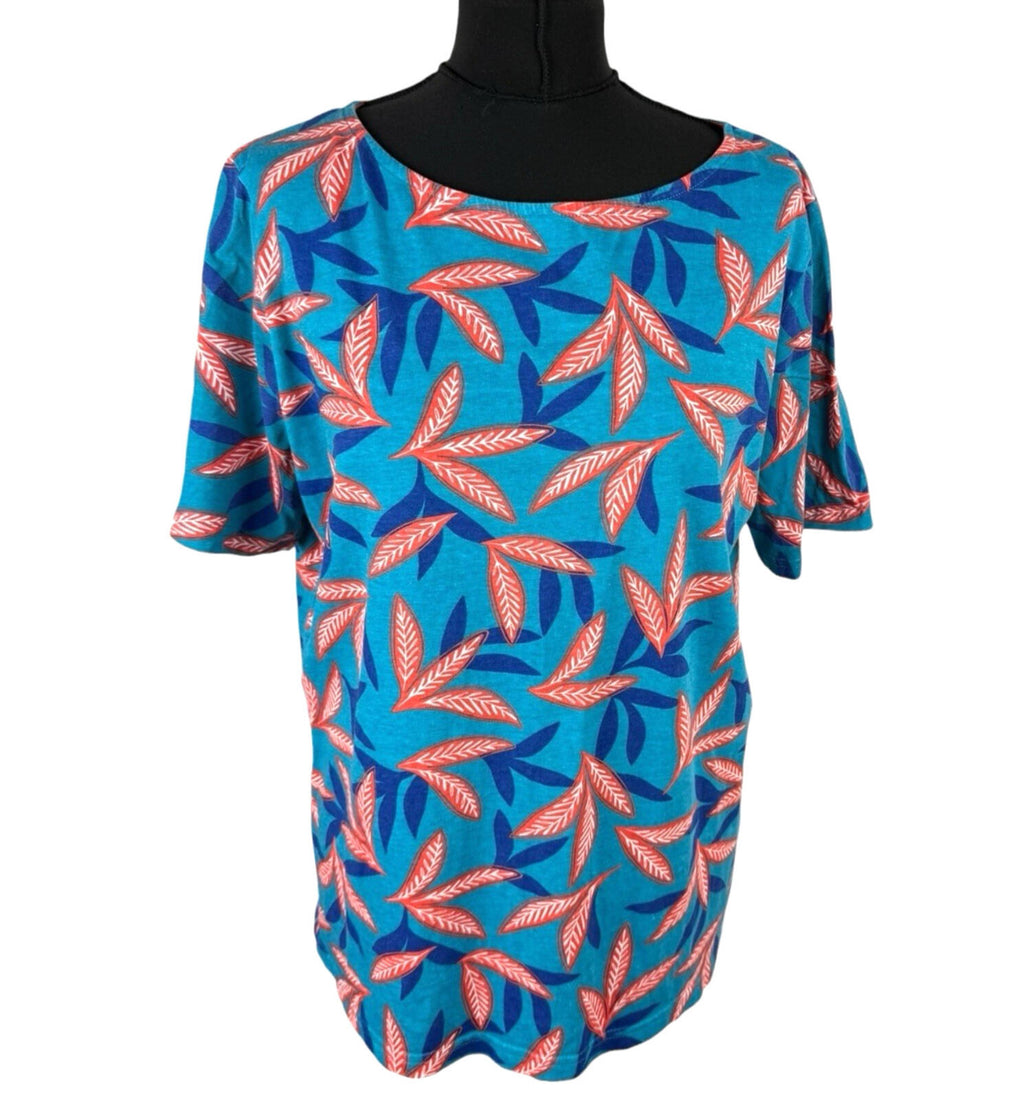 Damart Cotton T-Shirt Blouse Top Women’s UK Size 18-20 Leaf Print Multicolour