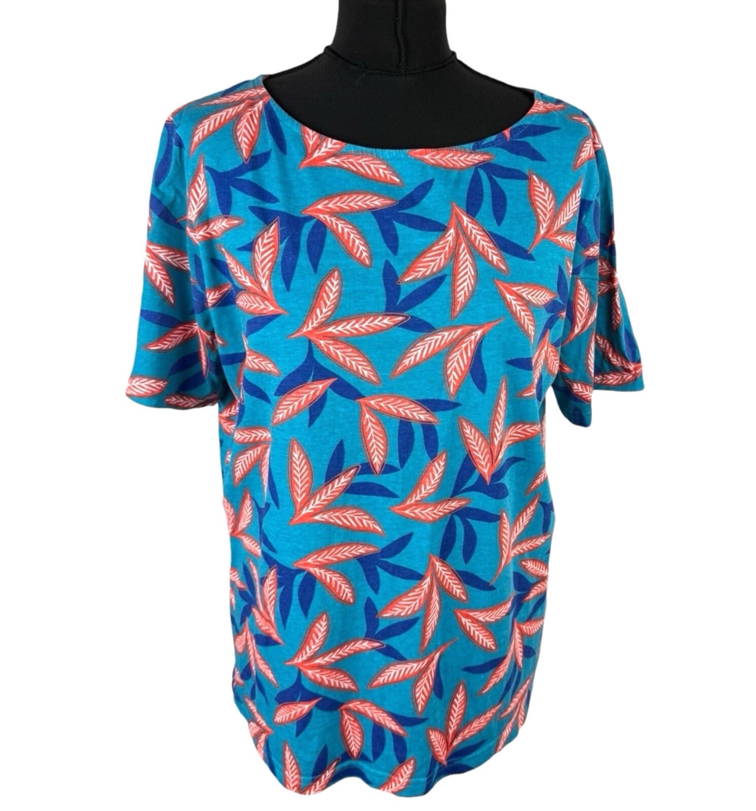 Damart Cotton T-Shirt Blouse Top Women’s UK Size 18-20 Leaf Print Multicolour