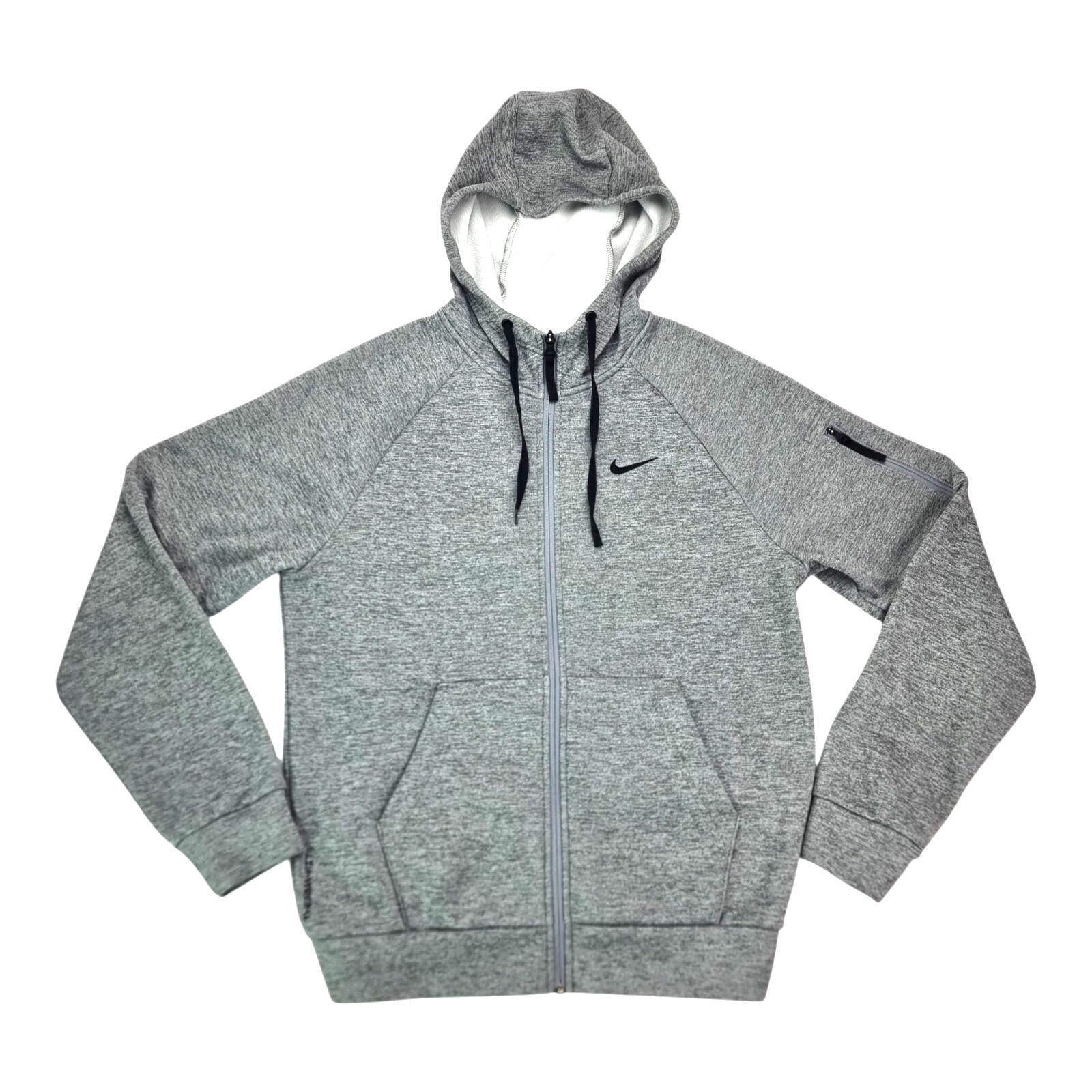 Nike Therma-FIT Hoodie Men's UK Size S Full Zip Grey Fleece Lined Jersey
