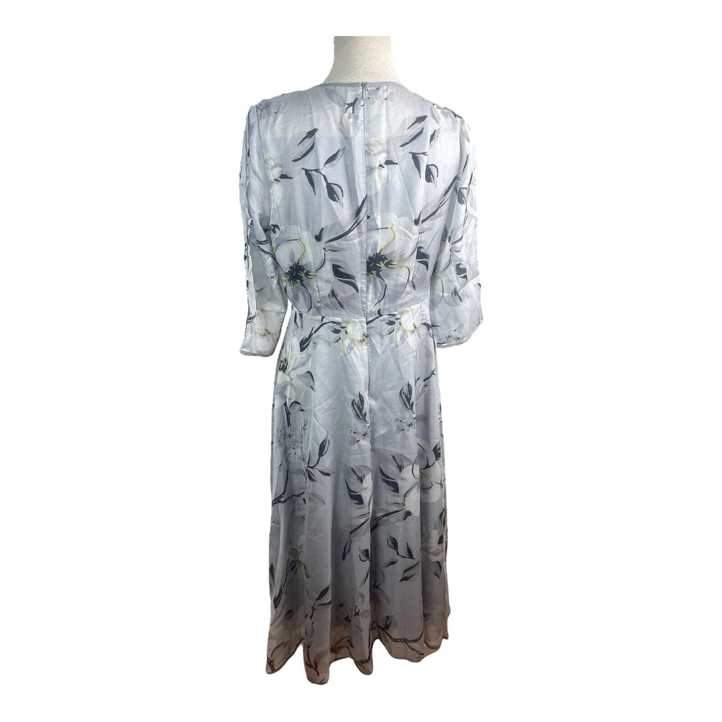 Floryday Maxi Dress Silver Floral Occasion Dress A Line Women’s UK Size S