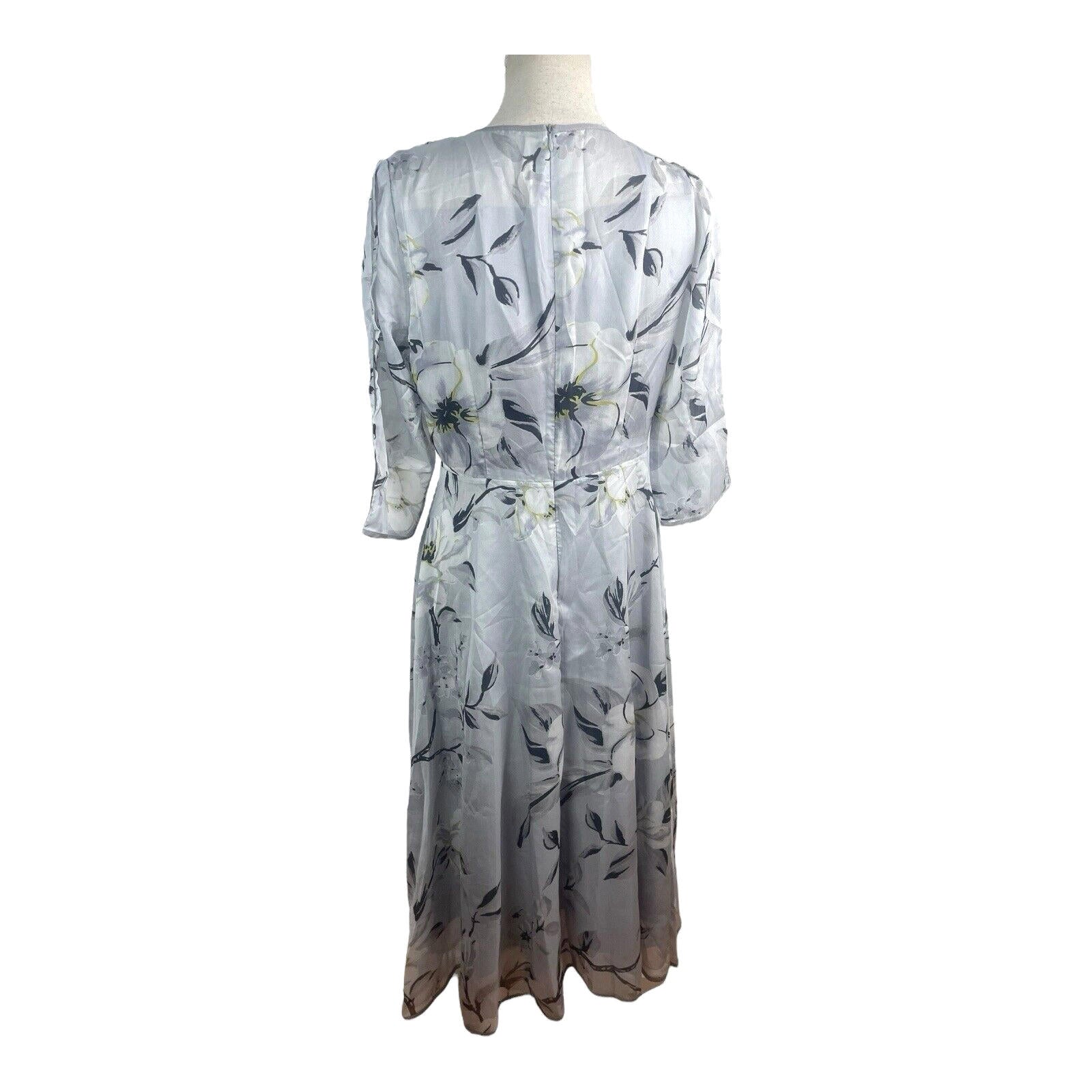 Floryday Maxi Dress Silver Floral Occasion Dress A Line Women’s UK Size S