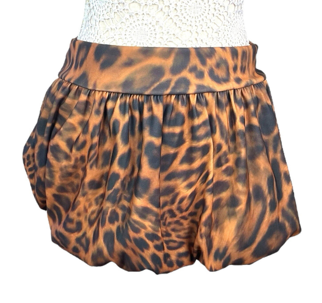 Pretty Little Thing Leopard Print Mini Skirt Bubble Hem Women’s UK Size 8