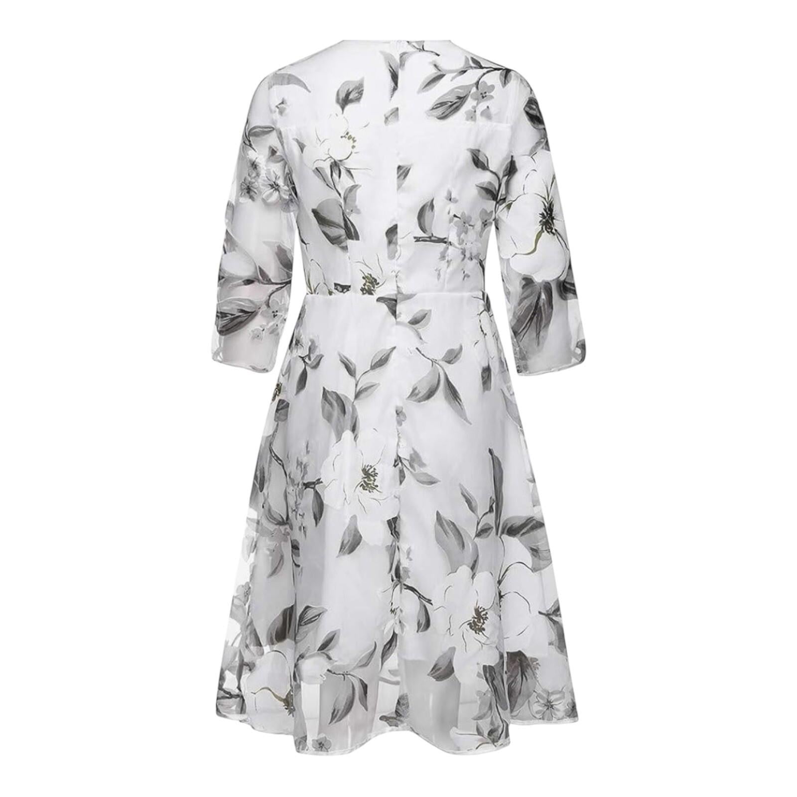 Floryday Maxi Dress Silver Floral Occasion Dress A Line Women’s UK Size S