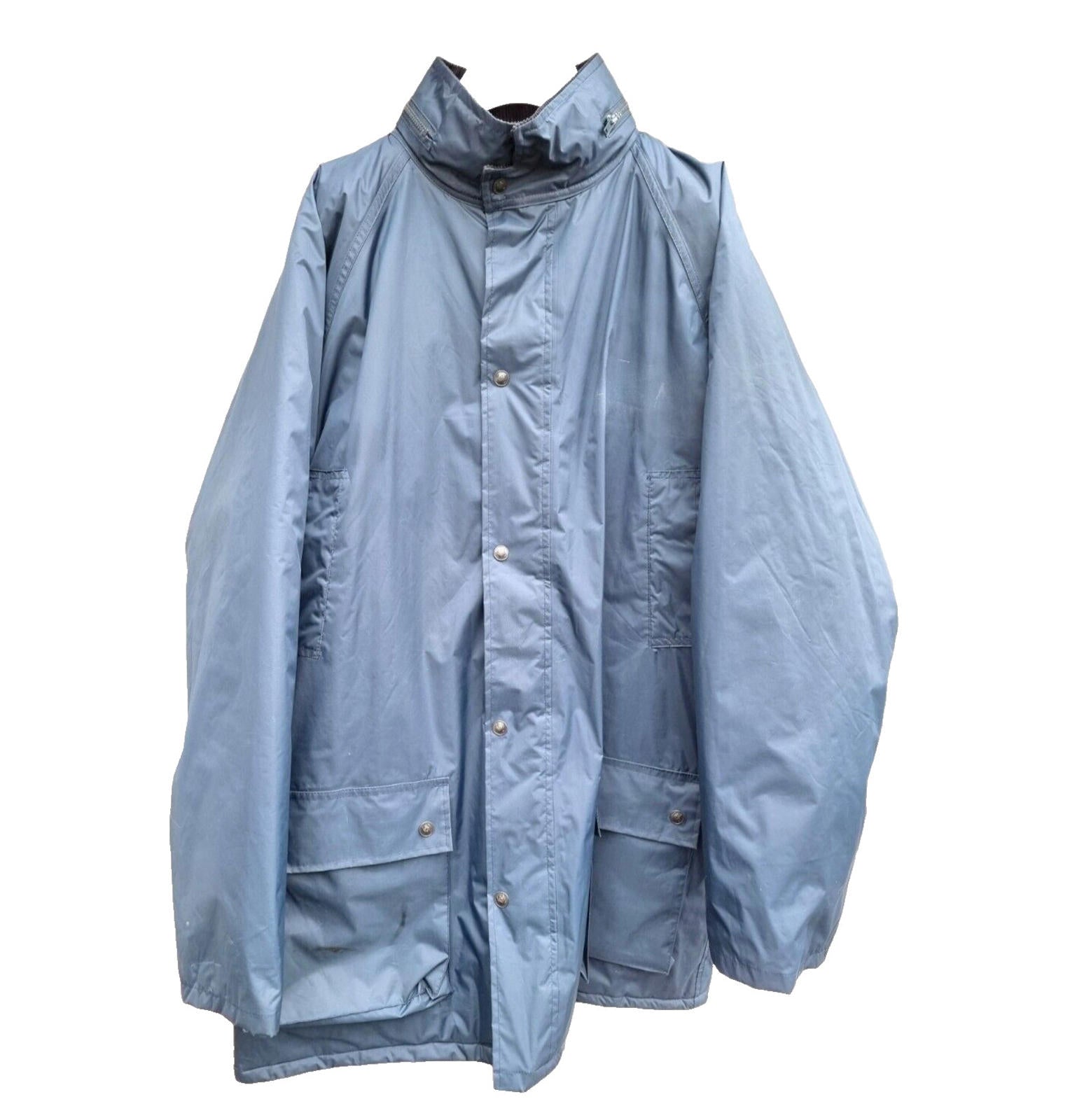 Vintage Blue Jacket Coat Water Resistant Stowaway Hood Men's UK Size Large