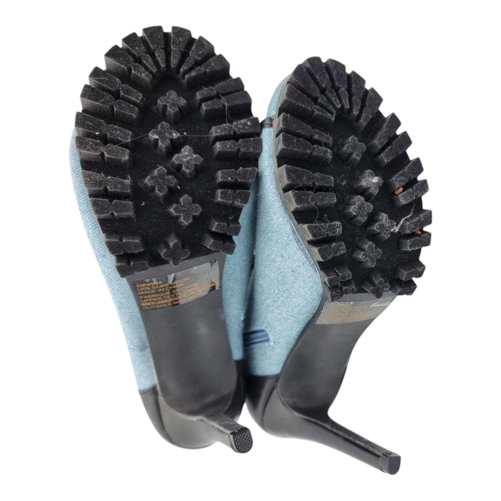 Denim Stiletto Shoe Women's UK Size 6.5 Open Toe Heel Lace Up Zip Fastening Boot