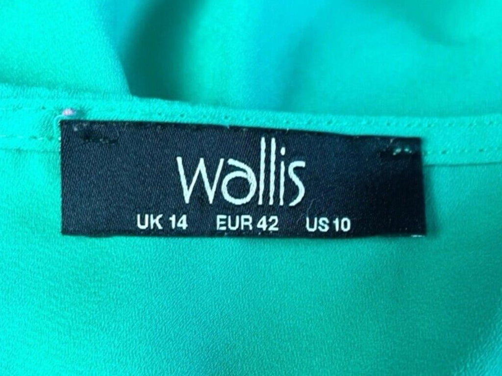 Wallis Layered Ruffle Blouse Women's UK Size 14 Green Frill Chiffon Sleeveless