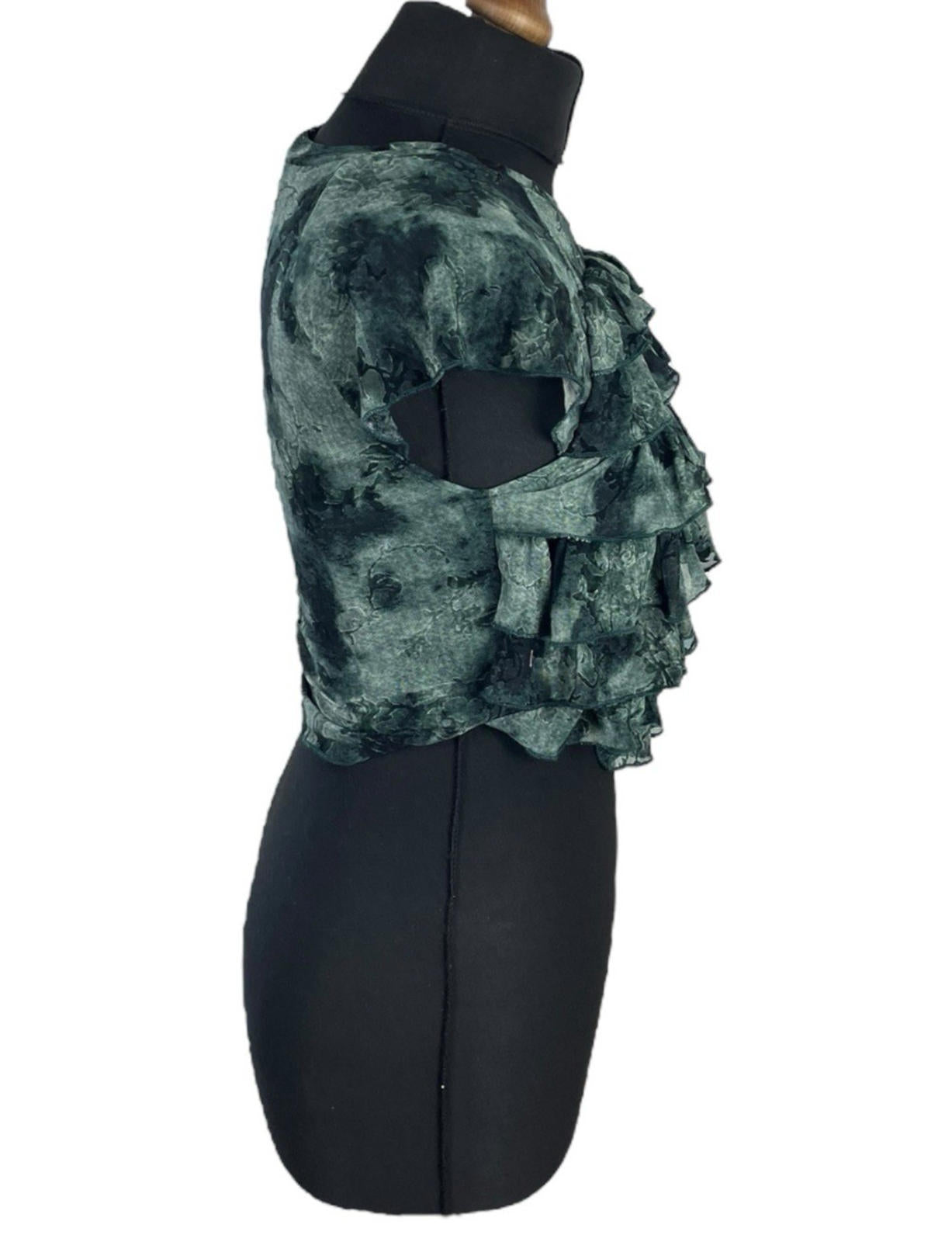 Pretty Little Thing Green Croptop Ruffle Layered High Beck Women’s UK Size 8