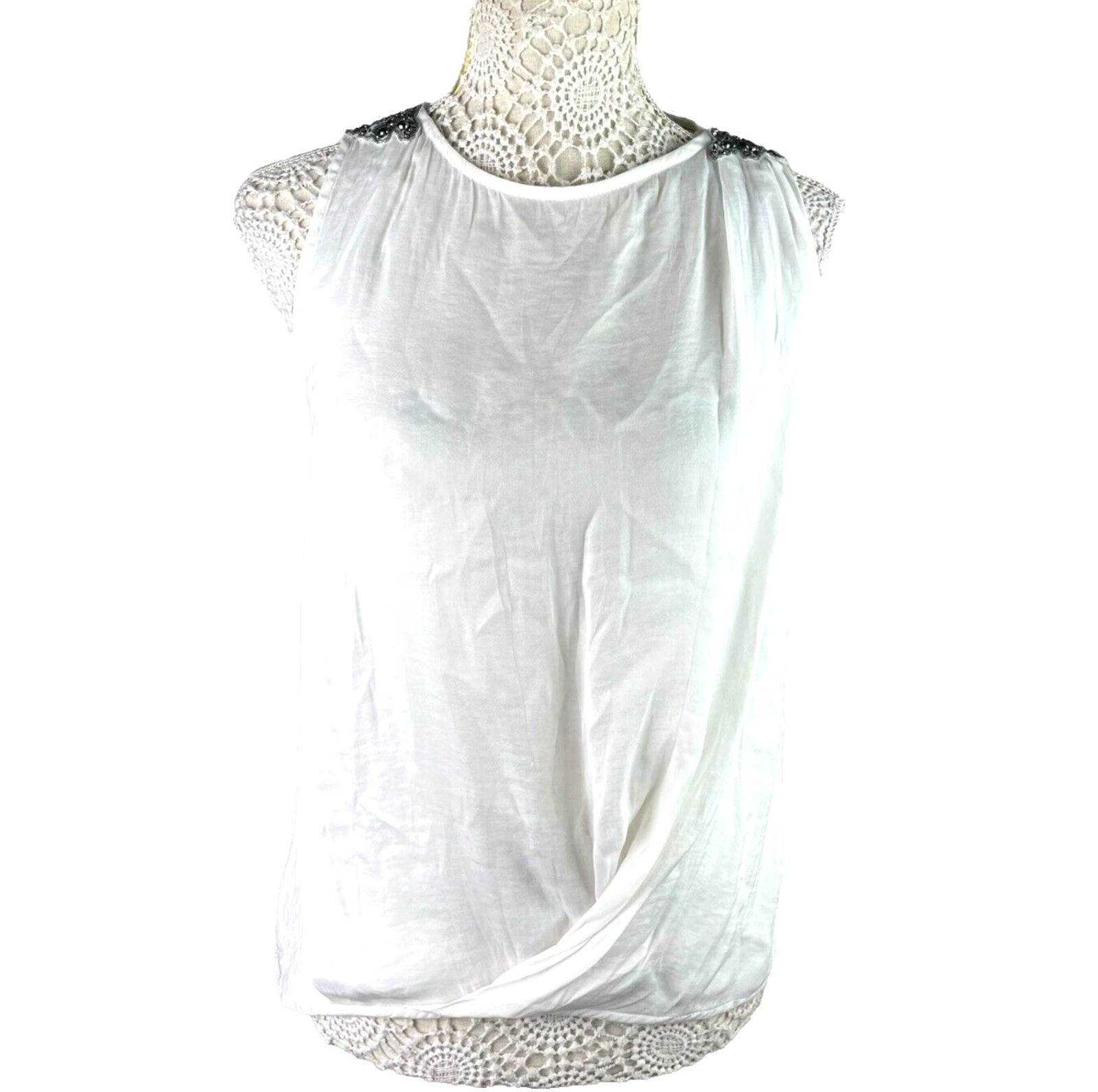 Zara White Vest Top Embezzled Shoulder Women’s UK Size S