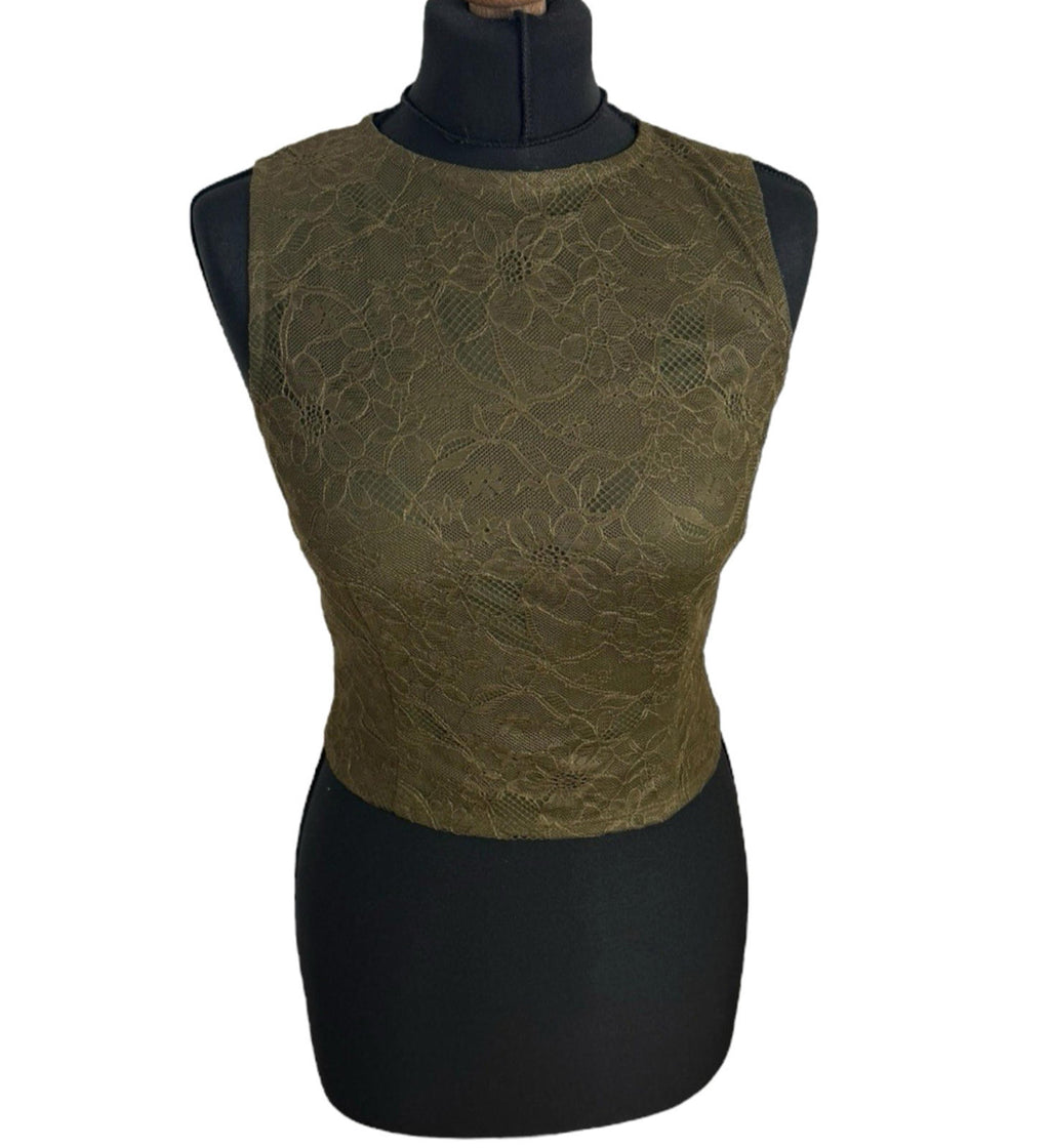 Pretty Little Thing Brown Lace Crop top Women’s UK Size 8
