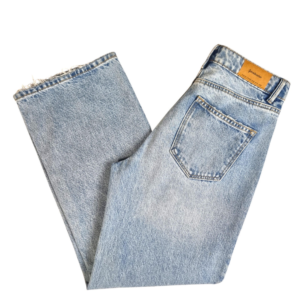 Stradivarius Jeans Women's UK Size 8 Straight Fit High Waisted Light Blue Denim