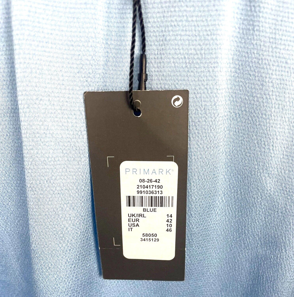 Primark Satin Look Off-The-Shoulder Blouse Women's UK Size 14 Blue Long Sleeve